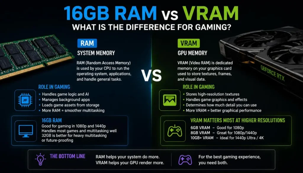 16GB RAM vs VRAM What Is the Difference for Gaming