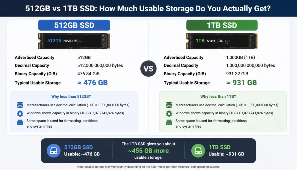 512GB vs 1TB SSD How Much Usable Storage Do You Actually Get