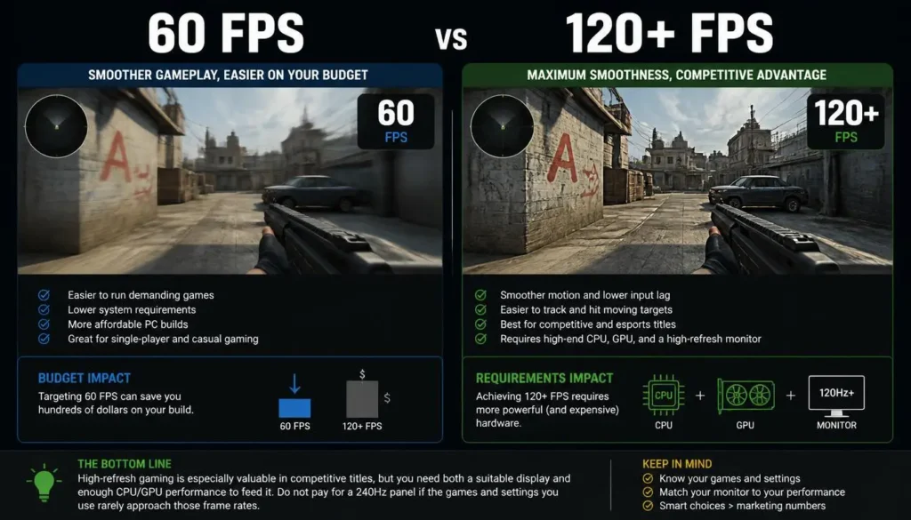 60 FPS vs 120+ FPS