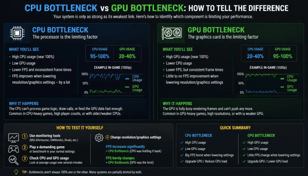 CPU Bottleneck vs GPU Bottleneck How to Tell the Difference