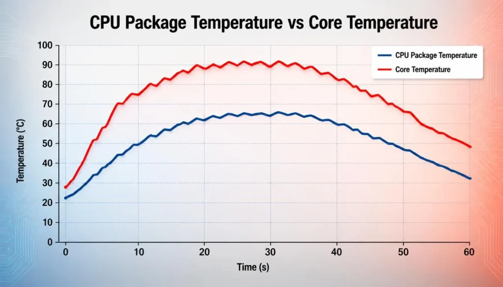 CPU Package Temperature vs Core Temperature