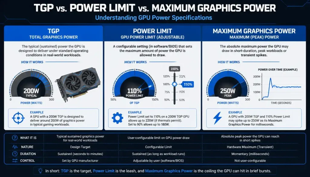 TGP vs GPU Power Limit vs Maximum Graphics Power