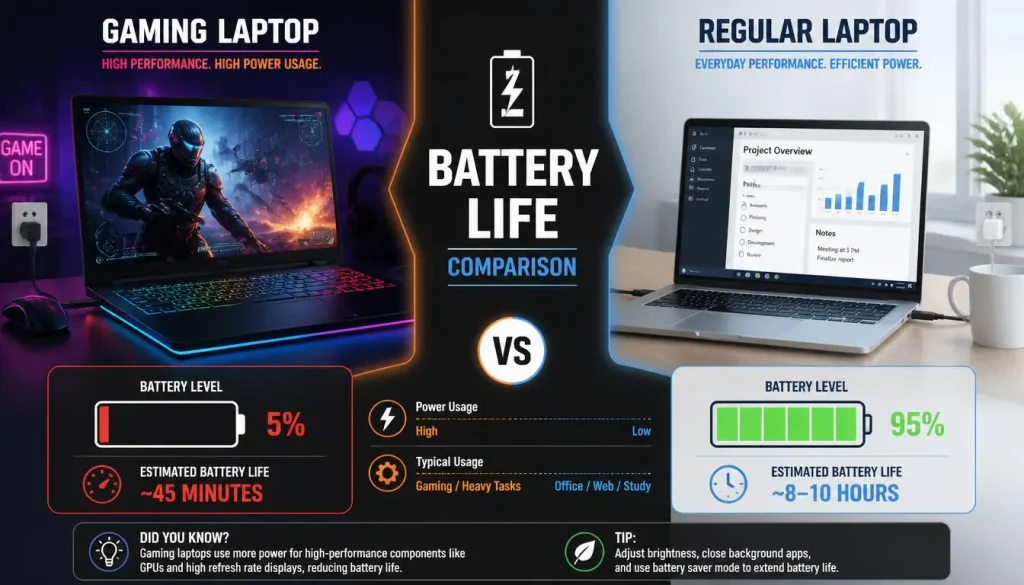 Gaming Laptop Battery Life vs Regular Laptop Battery Life