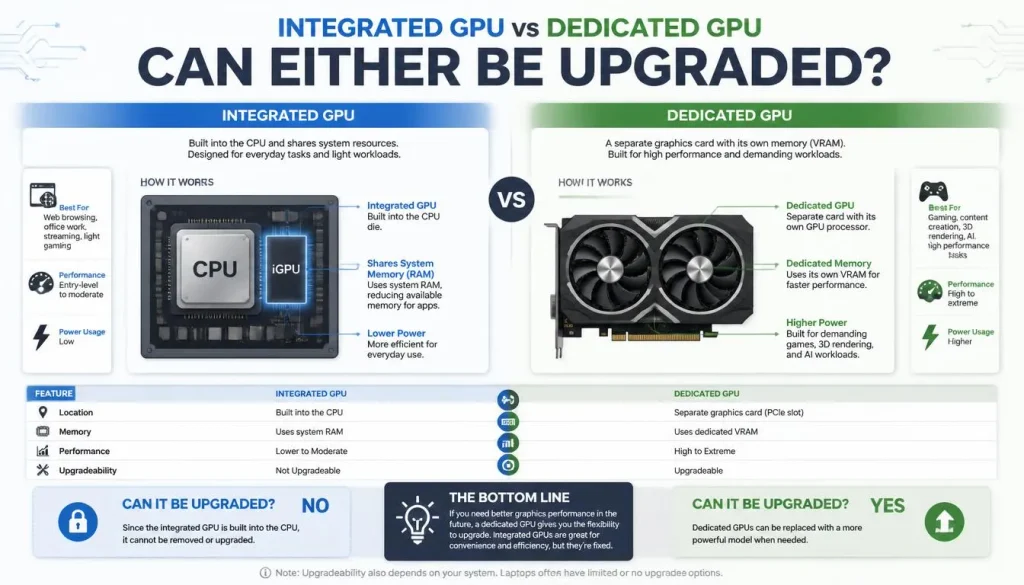 Integrated GPU vs Dedicated GPU Can Either Be Upgraded